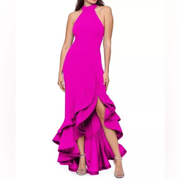 AQUA Formal Racerback Ruffle Hem Gown Pink Women’s Sz 2 - Picture 1 of 7